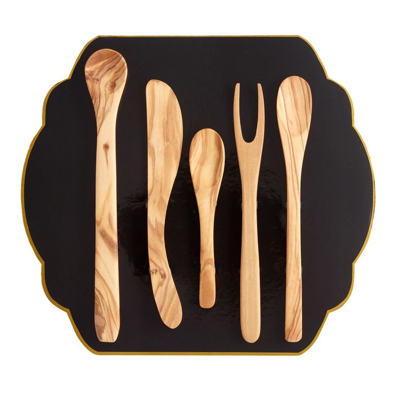 Olive Wood Charcuterie and Cheese Serving Utensils 5 Pack image number 2