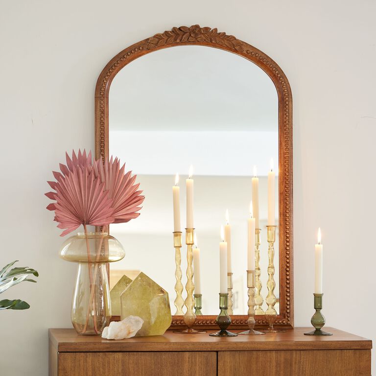 Mango Wood Carved Floral Vanity Mirror image number 2