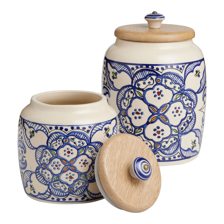 Tunis White and Blue Ceramic Storage Canister image number 1