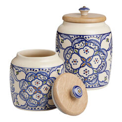 Tunis White and Blue Ceramic Storage Canister