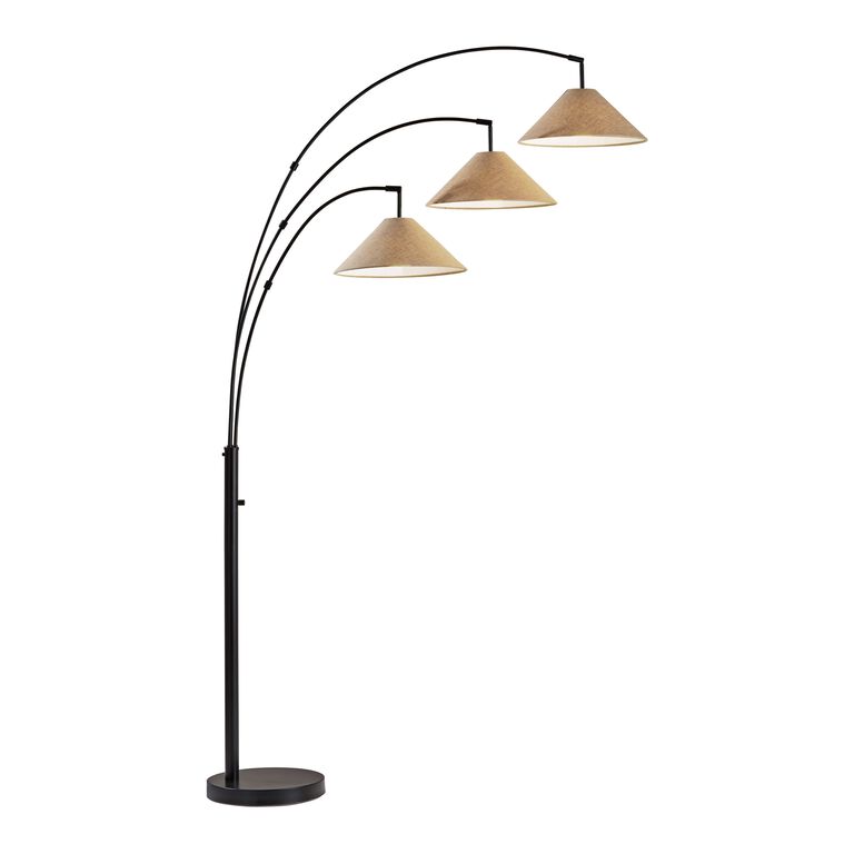 Braxton Metal 3 Light Cone Shade Adjustable Arc Floor Lamp image number 1
