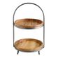 Round Mango Wood and Metal 2 Tier Serving Stand image number 1