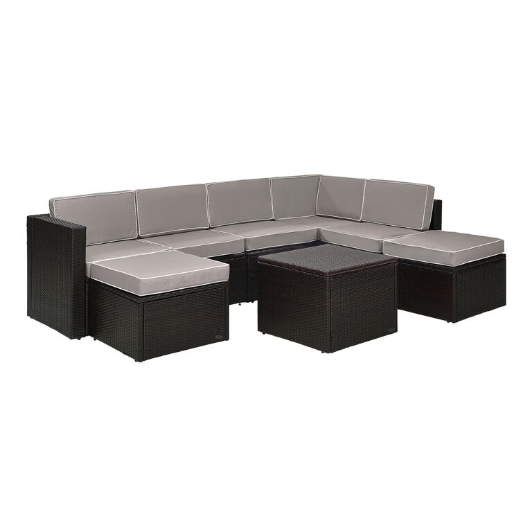 Pinamar Espresso and Gray All Weather 8 Pc Outdoor Sectional image number 1