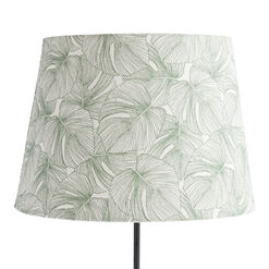 Dark Green and White Cotton Leaf Print Table Lamp Shade