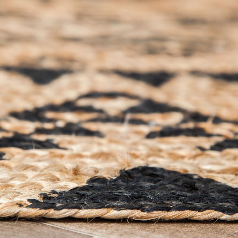 Round Natural and Black Jute Cortez Area Rug image number 4