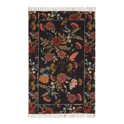 Jaipur Black And Sage Floral Embroidered Cotton Area Rug