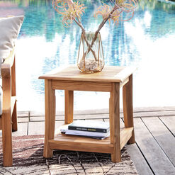 Vero Square Teak Wood End Table with Shelf