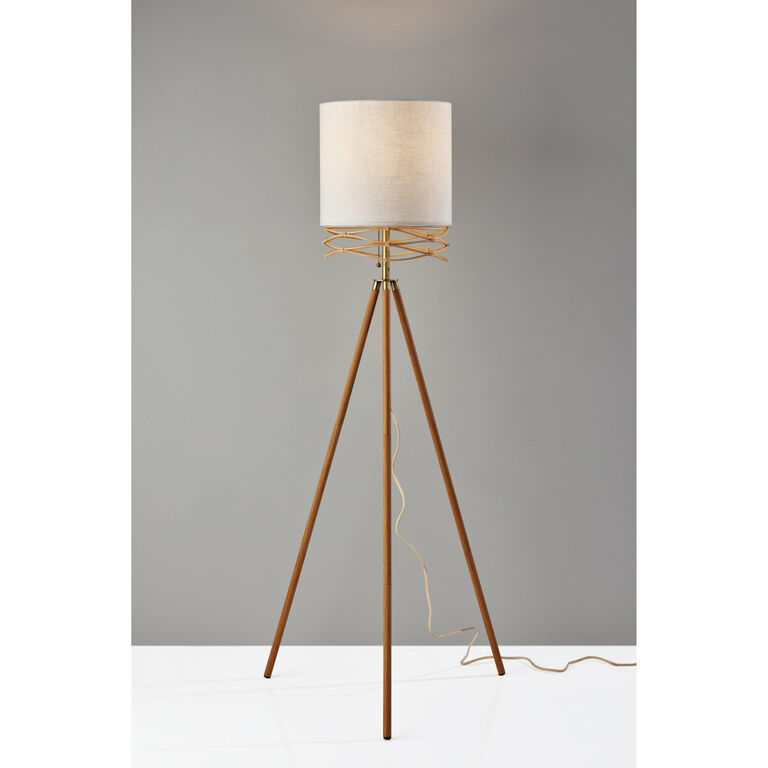 Caroga Rattan and Wood Tripod Floor Lamp image number 4