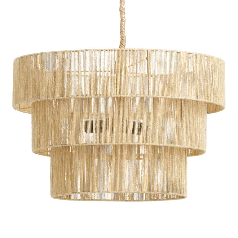 Ava Abaca Rope Tiered 3 Light Pendant Lamp image number 1