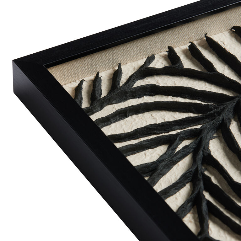 White And Black Rice Paper Leaf Shadow Box Wall Art image number 3