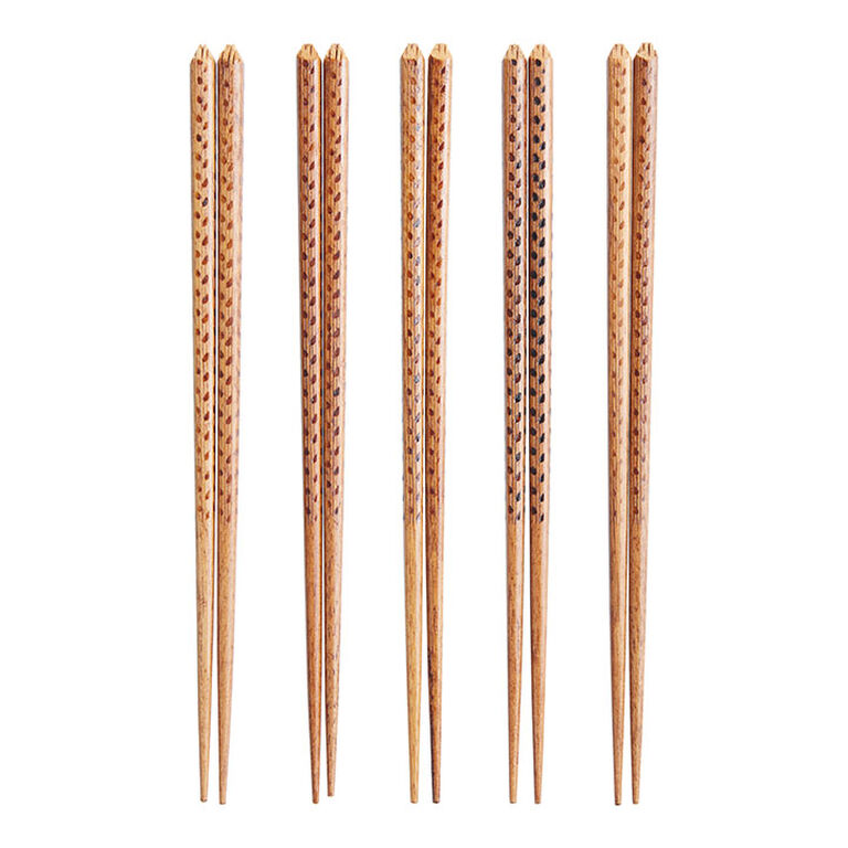 Wood Carved Dash Chopsticks 5 Pack image number 1