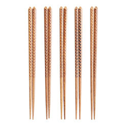 Wood Carved Dash Chopsticks 5 Pack