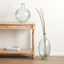 Recycled Glass Ribbed Globe Floor Vase
