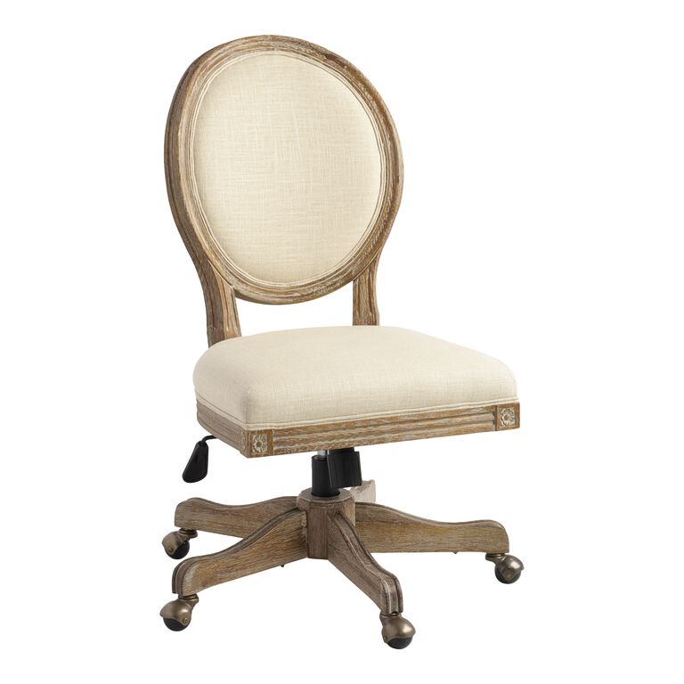 Paige Natural Linen Round Back Office Chair image number 1