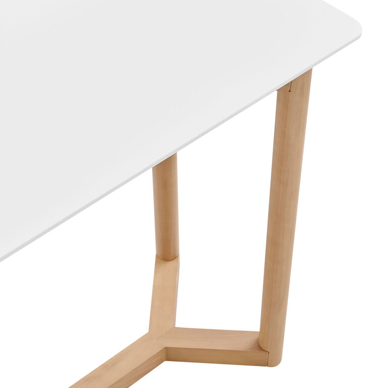 Oxford Matte White and Natural Wood Console Table image number 5