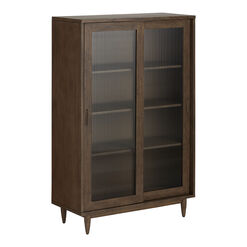 Kellen Fluted Glass and Walnut Storage Furniture Collection