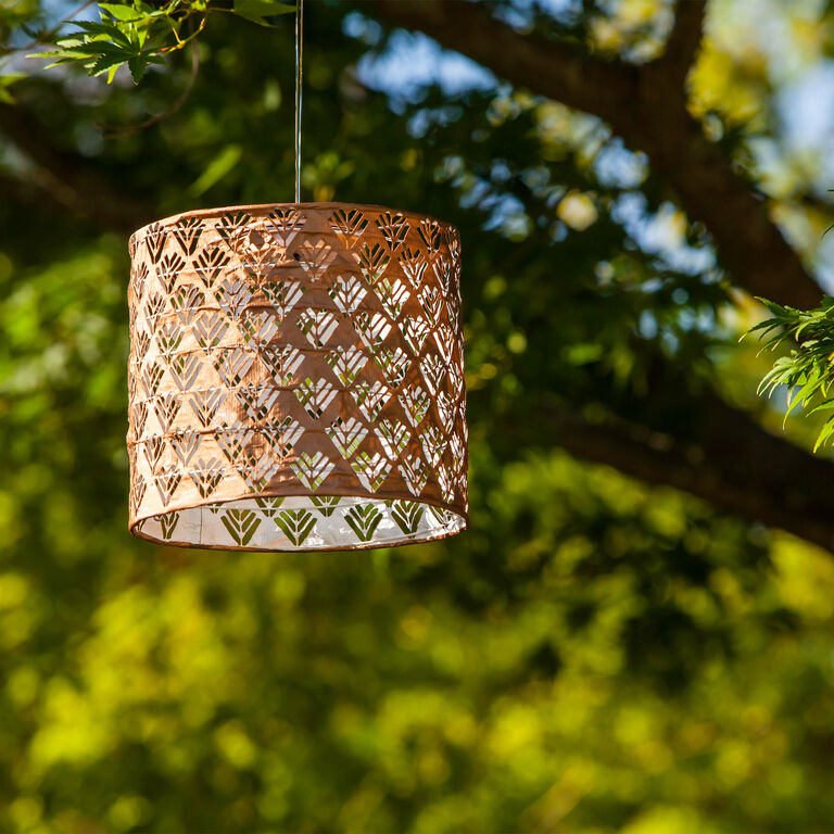 Copper Drum Chevron Fabric Solar LED Lantern image number 3