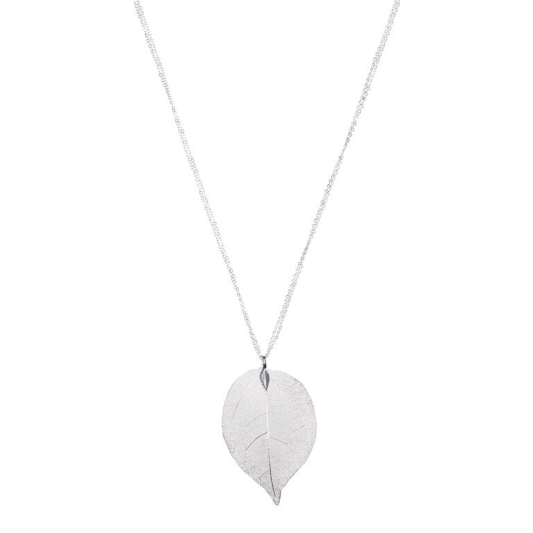 Silver Leaf Pendant Necklace image number 1