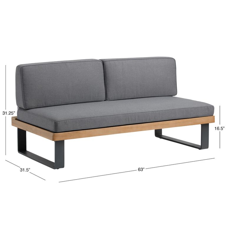 Alicante II Gray Metal And Wood Outdoor Loveseat image number 6