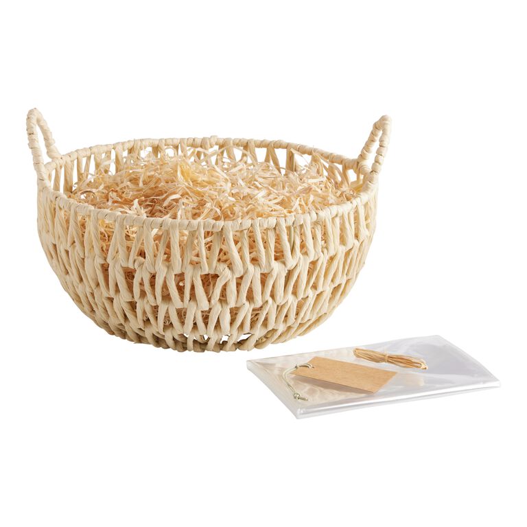 Round Open Weave Gift Basket Kit With Handles image number 1