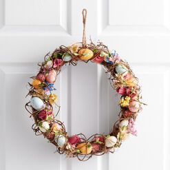 Faux Floral and Easter Egg Twig Wreath