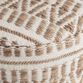 Round Taupe And Ivory Geometric Indoor Outdoor Pouf image number 4