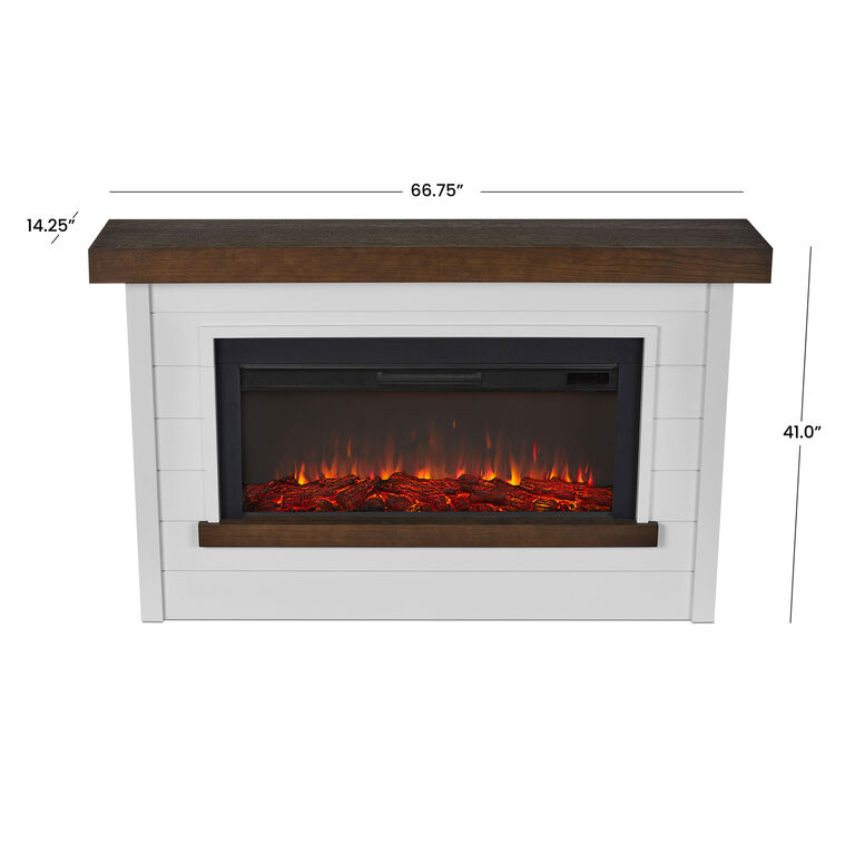 Whitwall White Wood Shiplap Electric Fireplace Mantel image number 7