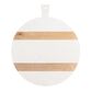 Large Round White Marble and Wood Paddle Cutting Board image number 0