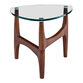 Kayla Triangular Walnut Wood and Glass Top Side Table image number 1