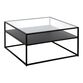Gia Black Metal and Glass Top Coffee Table with Shelf image number 0