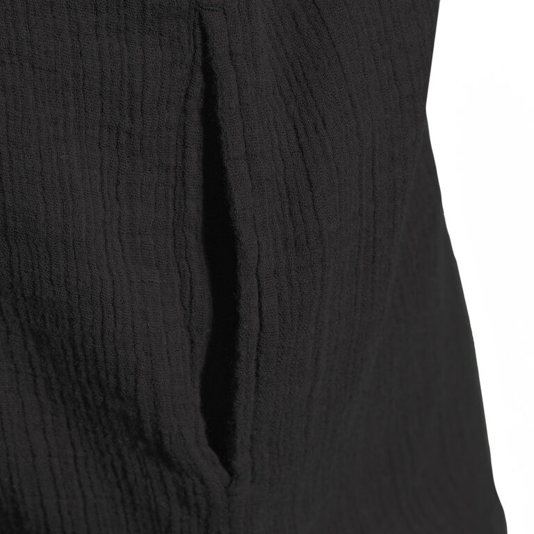Black Textured Gauze Lounge Jumpsuit With Pockets image number 3