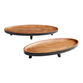 Oval Acacia Wood Footed Serving Tray image number 0