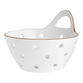 Small White and Brown Reactive Glaze Ceramic Colander image number 0