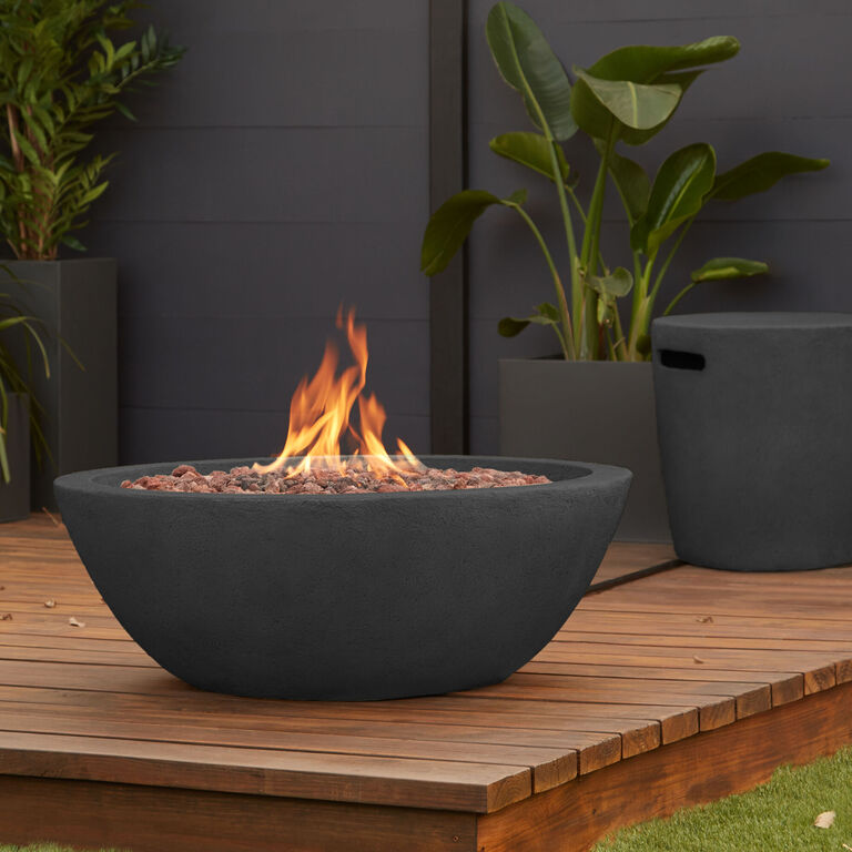 Portside Round Faux Stone Bowl Gas Fire Pit image number 2