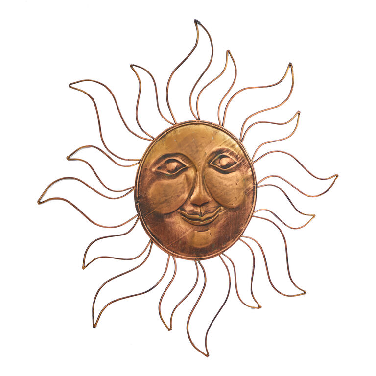 Copper Metal Sun Face Wall Decor image number 3