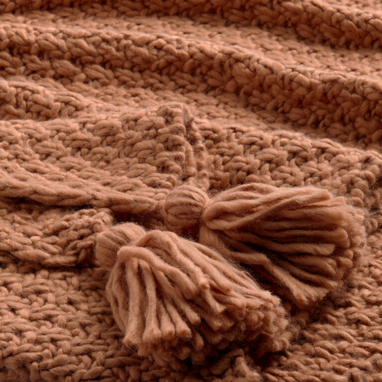 Terracotta Knit Throw Blanket image number 3