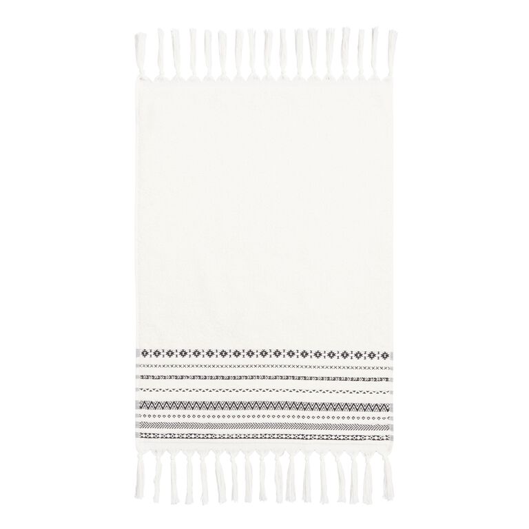 Zohra Ivory And Black Geo Stripe Hand Towel image number 1