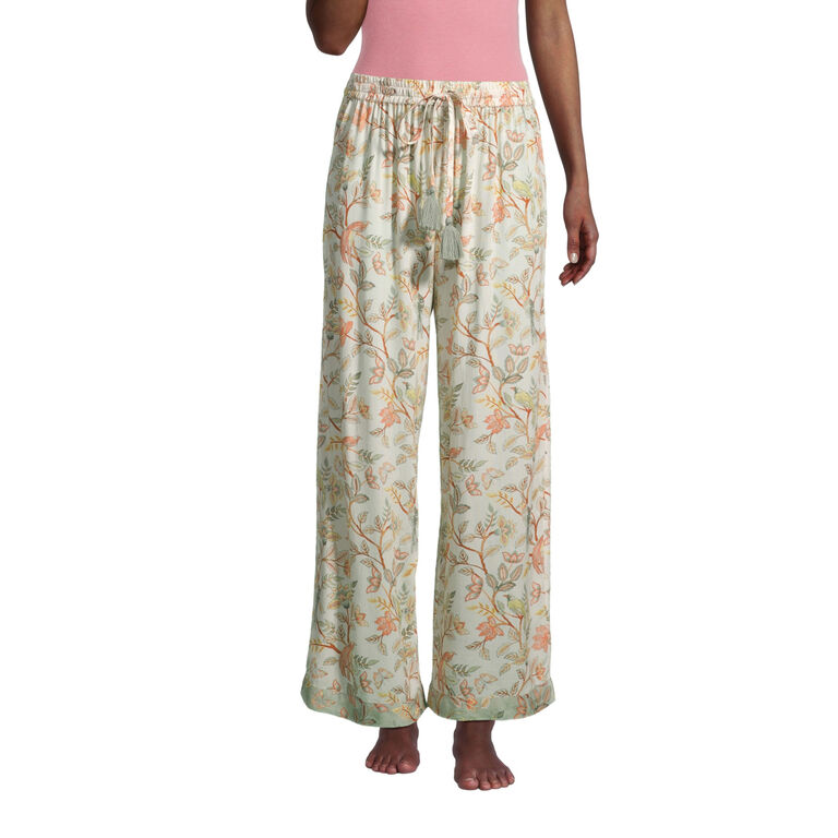 Veda Ivory And Sage Green Jaipur Birds Pajama Pants image number 1