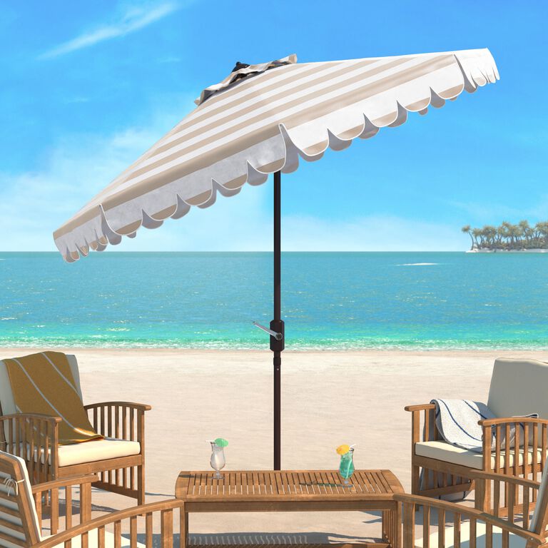 Striped Scalloped 9 Ft Tilting Patio Umbrella image number 3