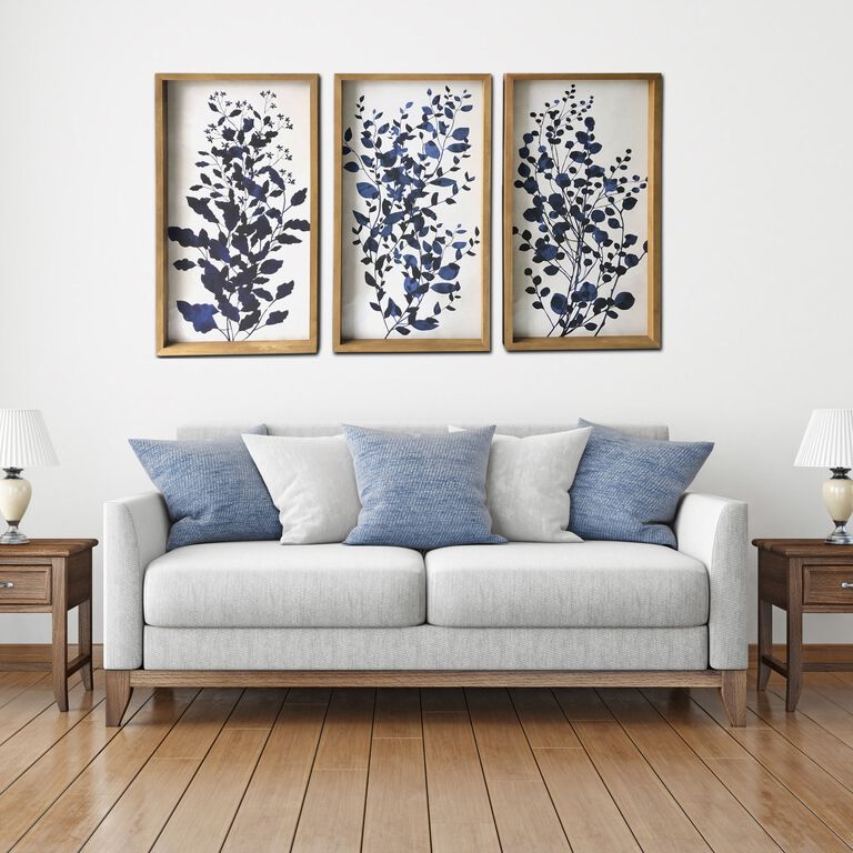 Blue Branches Framed Canvas Wall Art 3 Piece image number 3
