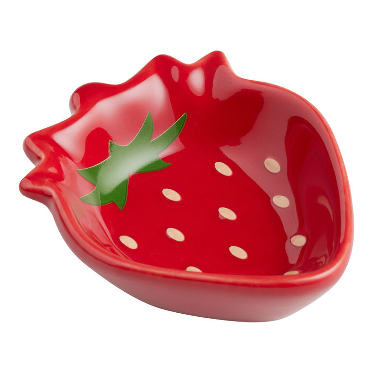 Ceramic Strawberry Figural Pinch Bowl Set of 2 image number 1