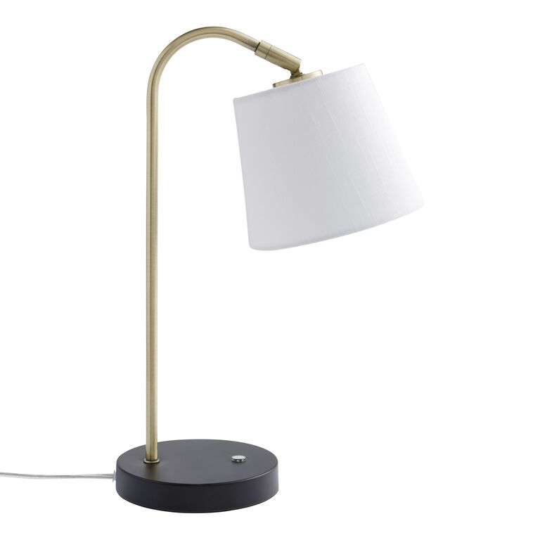 Aida White Linen and Metal Adjustable Task Lamp with USB image number 1