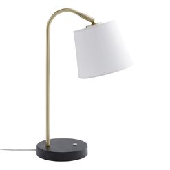 Aida White Linen and Metal Adjustable Task Lamp with USB