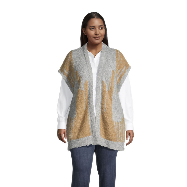 Gray And Tan Abstract Intarsia Sweater Vest image number 1