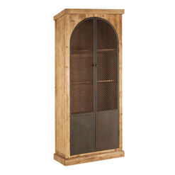 Winona Tall Reclaimed Pine and Metal Arched Display Cabinet