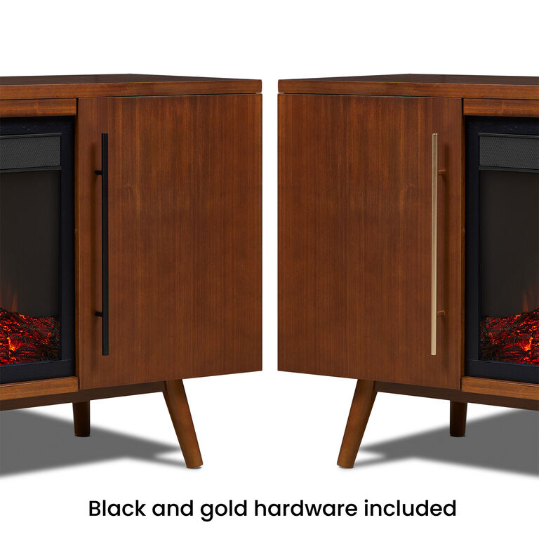 Chester Natural Wood Electric Fireplace Media Stand image number 3
