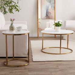 White Marble and Metal Milan Table Collection
