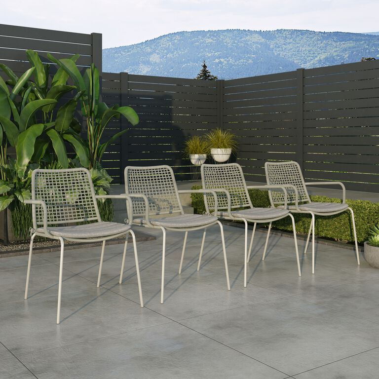 Fresia Steel And Rope Outdoor Stacking Dining Chair Set Of 4 image number 2