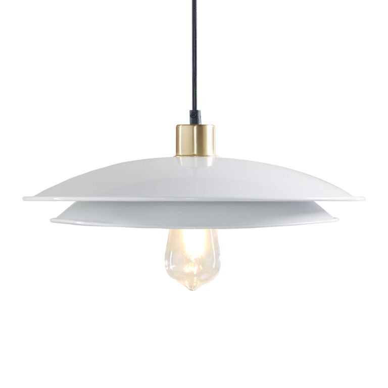 Darrin Matte White And Gold Metal 2 Tier Disc Pendant Lamp image number 1