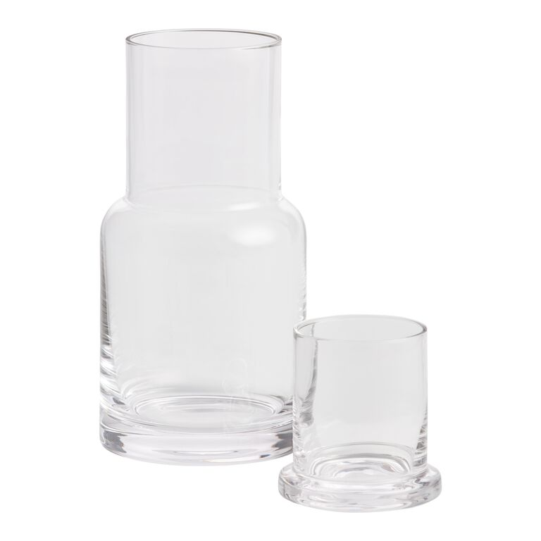 Clear Glass Bedside Carafe And Cup Set image number 2